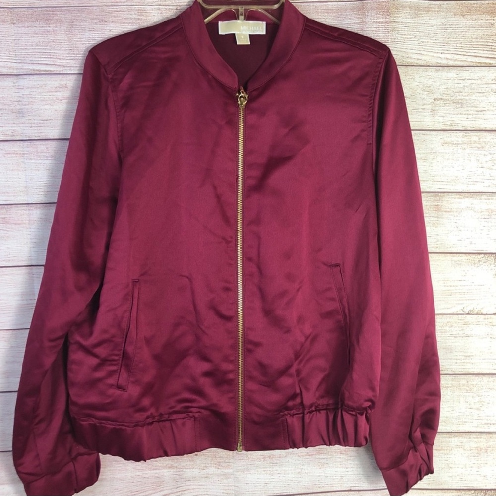 Michael Kors Burgundy Bomber Jacket Small